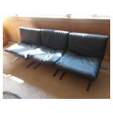 3 Piece Mid Century Black Leather Sofa
