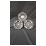 3 Wedgewood Black Basalt Jasperware Ashtrays