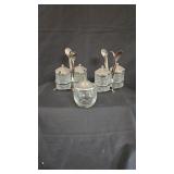 2 Silver Plate Condiment Sets & Jar