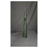 Large Mid Century Green Genie Bottle W/Stopper