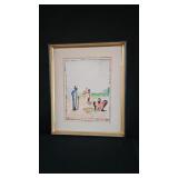 Vintage Island Life Watercolor Painting Signed