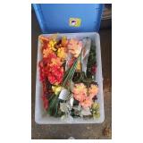 2 Totes of Artificial Flowers and Misc