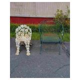 1 Wrought Chair and 1 Metal Chair