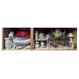 Two Shelves of Christmas Dishes