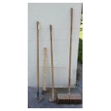 Single Bit Axe, 2 Hoes, Pushbroom