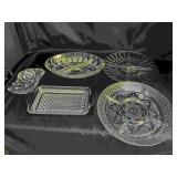 Box of Clear Candy Dishes, Egg Plates, and Misc