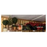 Poinsettias and Misc on Wooden Shelf
