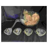 Indiana Clear Glassware Punch Bowl and Cups