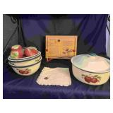 Glass Apple Bowl with Lid, Bowls, and Misc
