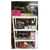 Plastic Shelf with Misc Decorative Items