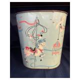 Tin Carousel Horse Oval Trash Can