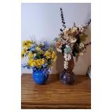 Glass Vase and Ceramic Vase with Flowers