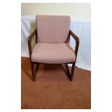 Mauve Patted Chair with Wooden Arms