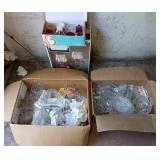 2 Boxes of Clear Glassware, 2 Boxes Candle Holders