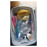 Tote and Box of Misc Glassware