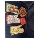 Box of Oven Mits and Misc