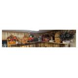 Decorative Items on Upper Wooden Shelf