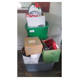 4 Totes and 4 Boxes of Christmas Decorations