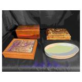 3 Jewelry Boxes and Glass Tray