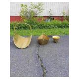 Box of Brass Planters and Misc