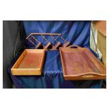 Box of Wooden Trays and Decorative Wall Items