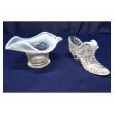 Fenton Glass Shoe & "Bon Bon" Candy Dish