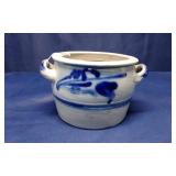 Blue and Grey Salt-Glazed Stoneware Crock Pot