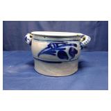Blue and Grey Salt-Glazed Stoneware Crock Pot