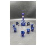 Venetian Cobalt Blue Glass Decanter Set
