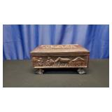 Chinese Wood Carved Footed Camphor Chest