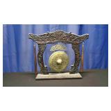 Brass and Carved Wood Table Gong