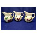 3 Watt Pottery "Red Bud" Teardrop Pitchers