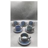 "Blue Ridge" Iron Mountain 6 Saucers & 6 Mugs