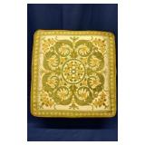 Floral Medallion Brass-Footed Footstool
