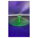 Fostoria Uranium Glass Handled Tidbit Tray