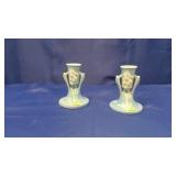 "Zephr Lily" Roseville Candle Holders