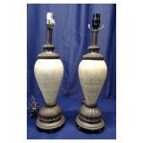 Pair Of 2 Brick-Pattern Table Lamps