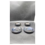 "Blue Ridge" Iron Mountain Set Of 2 Bowls & Plates