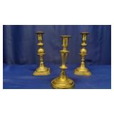 3 Brass Candlestick Holders