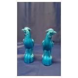 Pair Of Turquoise-Glazed Porcelain Bird Figureines