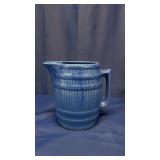 Blue Stoneware Barrel Pitcher