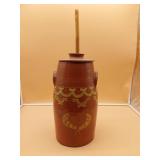 French Redware Churn With Dasher