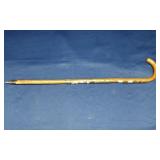 Wood Cane With 14 Medallions
