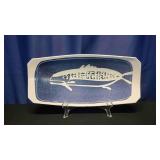 Large Hand Painted Ceramic Fish Serving Dish Signd