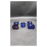 Cobalt Blue Pressed Glassware & Amethyst Ashtray
