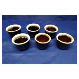 6 Pfaltzgraff Gourmet Brown Drip Custard Cups USA