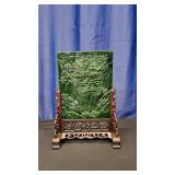Chinese Spinach Jade Tabletop Screen in Hardwood