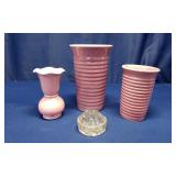 Pink Pottery Vase & Misc