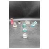 9 Various Inkwells & Small Glass Bottles