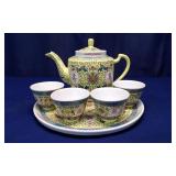 Chinese Famille Jaune "Mun Shou" Longevity Tea Set